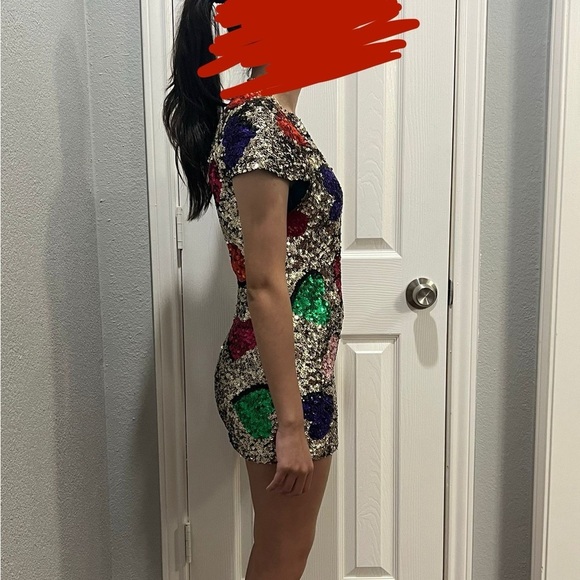 Alice + Olivia Gold Sequin Heart Mini Dress - Picture 7 of 10